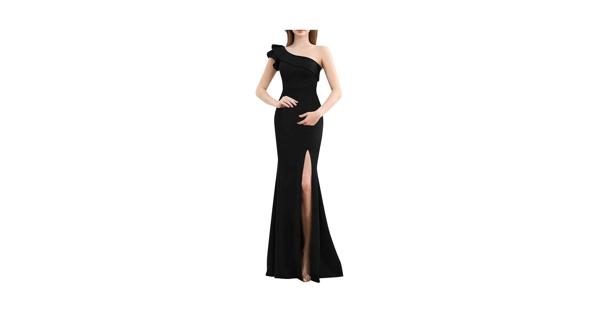 Amazon.com: HGps8w Womens Ruffle One Shoulder Evening Dress